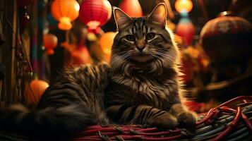 Beautiful cat picture, cute feline animal background image, AI Generated photo