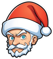 santa claus cartoon face with beard and mustache ai generative png