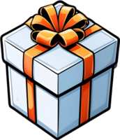 Karikatur Geschenk Box mit Band, transparent Hintergrund ai generativ, Weihnachten Symbole, festlich Symbole, Urlaub Jahreszeit, Weihnachten Dekorationen png