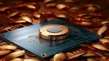 Background with digital blockchain crypto currency mining, AI Generated photo
