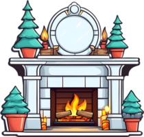 hogar con Navidad decoraciones, chimenea, hogar png y png ai generativo, navidad iconos, festivo símbolos, fiesta estación, Navidad decoraciones