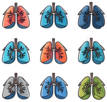 lungs and lungs set of stickers ai generative png