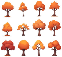 autumn trees and leaves pattern ai generative png