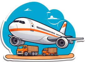 airplane and trucks sticker, ai generative png