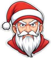 santa claus cartoon face with beard and mustache ai generative png