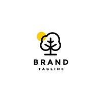 Simple Tree Icon Logo Design. Tree Icon outline design And Yellow Circle Accents. vector