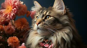 Beautiful funniest cat picture, cute feline animal background image, AI Generated photo