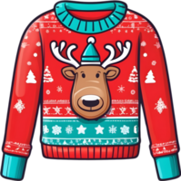 christmas sweater with reindeer head ai generative png