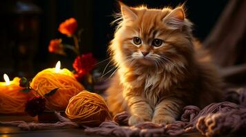 Beautiful cat picture, cute feline animal background image, AI Generated photo