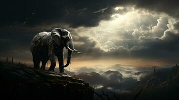 A big elephant in the mountain, AI Generated photo