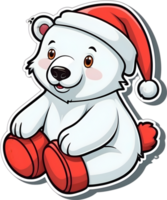 cartoon polar bear with snow on his back ai generative,Christmas icons, Festive symbols, Holiday season, Xmas decorations png