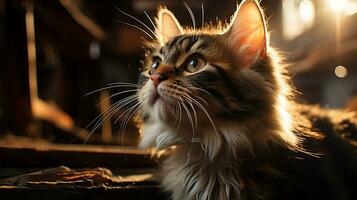 Beautiful cat picture, cute feline animal background image, AI Generated photo