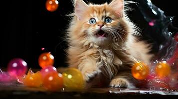 Beautiful cat picture, cute feline animal background image, AI Generated photo