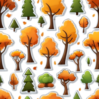 autumn trees and leaves pattern ai generative png