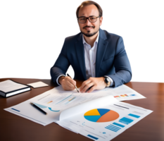 businessman pointing at a document on a table, ai generative png