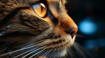 Closest cat eye picture, a cute pet animal background image, AI Generated photo