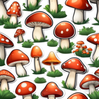 illustration of a mushroom set ai generative png