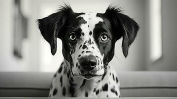 Black and white dog face portrait, AI Generated photo