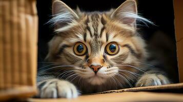 A curious cat picture, a beautiful pet animal background image, AI Generated photo