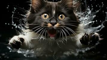 hermosa gato imagen, linda felino animal antecedentes imagen, ai generado foto