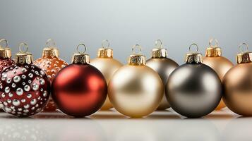 Festive Christmas Decoration on White Background, AI Generated photo