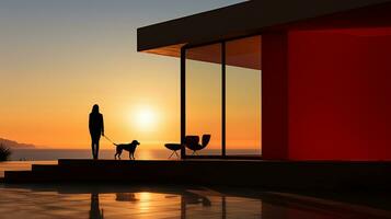 The dog in the luxurious home in the evening, AI Generated photo