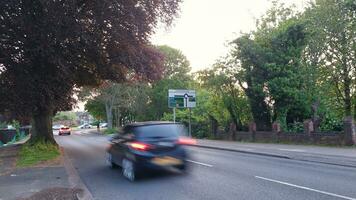 Low Angle View of British Town and Road during Sunset on May, 19th, 2023. Luton, England, UK photo