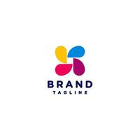 Simple Colorful Propeller Logo Design. Four Harmoniously Rotating Semicircle Geometry Symbols Design. vector