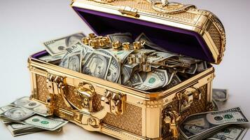 A lot of money in a suitcase, AI Generated photo