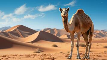 Camel in the desert, AI Generated photo