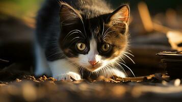 A curious cat picture, a beautiful pet animal background image, AI Generated photo