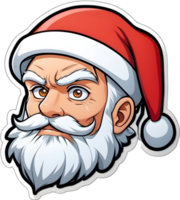 santa claus cartoon face with beard and mustache ai generative png