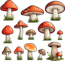 illustration de une champignon ensemble ai génératif png