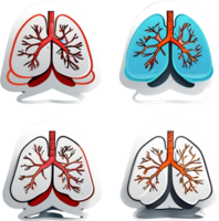 lungs and lungs set of stickers ai generative png