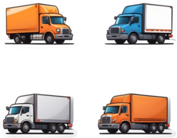 four different types of trucks on a ai generative png