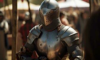 Knight prepares for battle Creating using generative AI tools photo