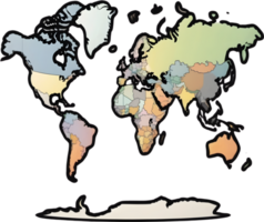 mundo mapa com países em isto, transparente fundo ai generativo png