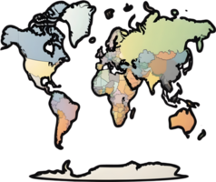 mundo mapa con países en él, transparente antecedentes ai generativo png