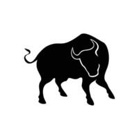 black bull silhouette design. wild buffalo sign and symbol. vector
