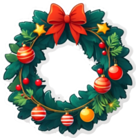 christmas wreath with red bow and ornaments on  ai generative,Christmas icons, Festive symbols, Holiday season, Xmas decorations png