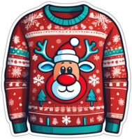 christmas sweater with reindeer head ai generative png