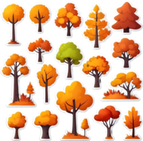 autumn trees and leaves pattern ai generative png