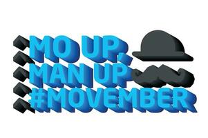 3d texto diseño acerca de movember conciencia citas vector