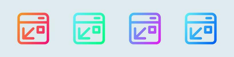 Minimize line icon in gradient colors. Screen size signs vector illustration.