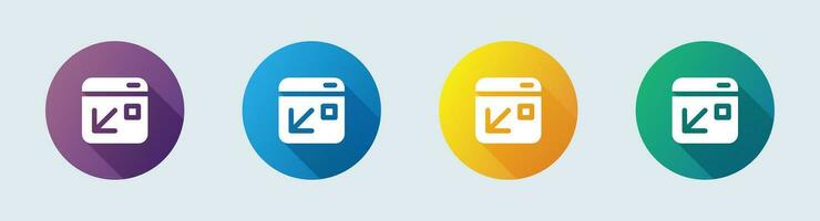 Minimize solid icon in flat design style. Screen size signs vector illustration.