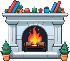 fireplace with christmas decorations, fireplace, fireplace png and png  ai generative,Christmas icons, Festive symbols, Holiday season, Xmas decorations