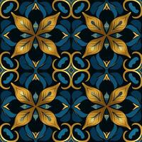 Art deco floral seamless geometric pattern, arabesque, azulejo. Print for printing on fabric, wrapping paper, scrapbooking photo