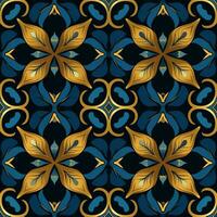 Art deco floral seamless geometric pattern, arabesque, azulejo. Print for printing on fabric, wrapping paper, scrapbooking photo