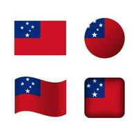 Vector Samoa National Flag Icons Set