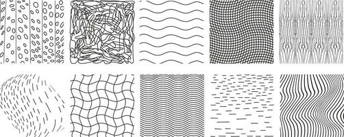 Hand drawn line textures. Includes vector scribbles,grid with irregular, horizontal and wavy strokes,doodle patterns.